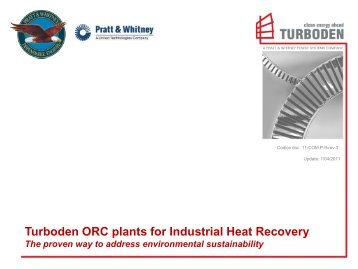 Turboden ORC plants for Industrial Heat Recovery