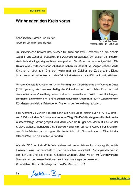 Wahlprogramm Kommunalwahl 2011 - FDP Lahn-Dill