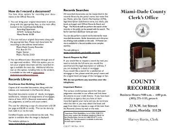 County Recorder Brochure - Miami-Dade County - Clerk of Courts