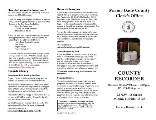 County Recorder Brochure - Miami-Dade County - Clerk of Courts