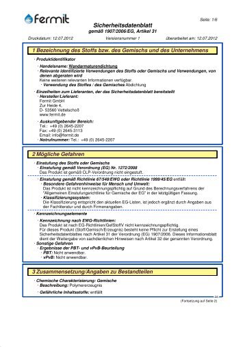 Sicherheitsdatenblatt - Fermit