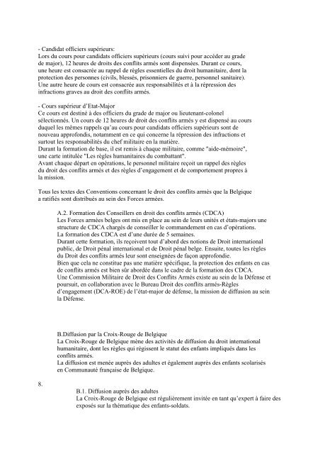 Réponses aux questions posées par le Comité des droits de l'enfant ...