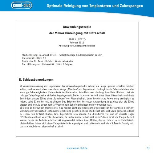 Emmi-Dent Ultraschallbroschüre Deutsch