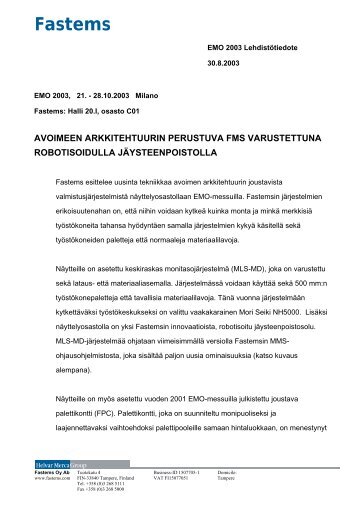 AVOIMEEN ARKKITEHTUURIN PERUSTUVA FMS ... - Fastems