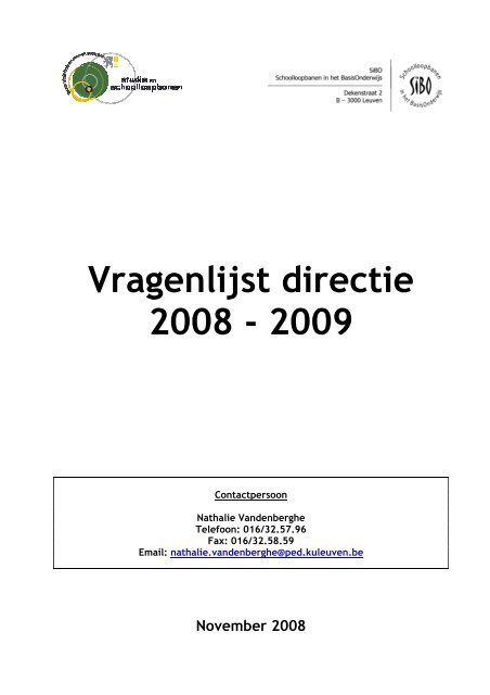 Vragenlijst directie 2008 - 2009