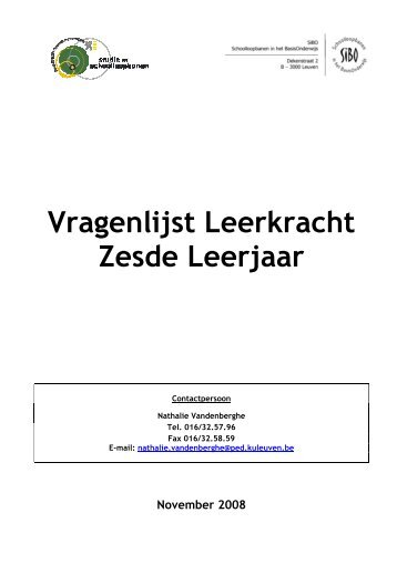 Vragenlijst Leerkracht Zesde Leerjaar