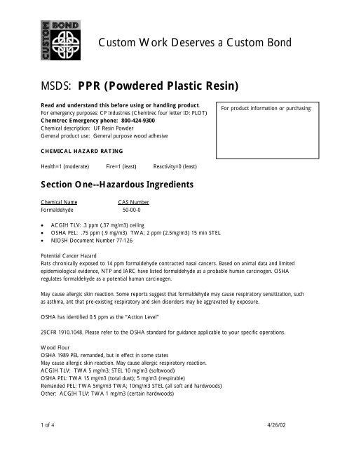 Pvc Resin Msds.pdf PPR Urea Resin MSDS - Veneer Systems, Inc.