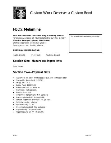 CB Melamine MSDS - Veneer Systems, Inc.