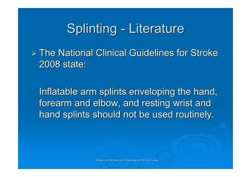 Splinting in neurology - Tuckey - acpin