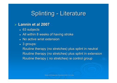 Splinting in neurology - Tuckey - acpin