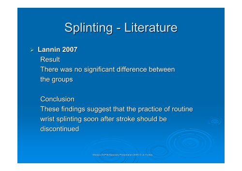 Splinting in neurology - Tuckey - acpin