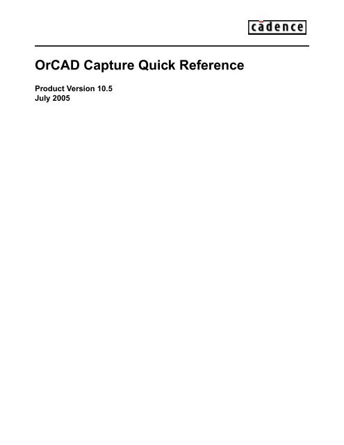 OrCAD Capture Quick Reference - wicTronic