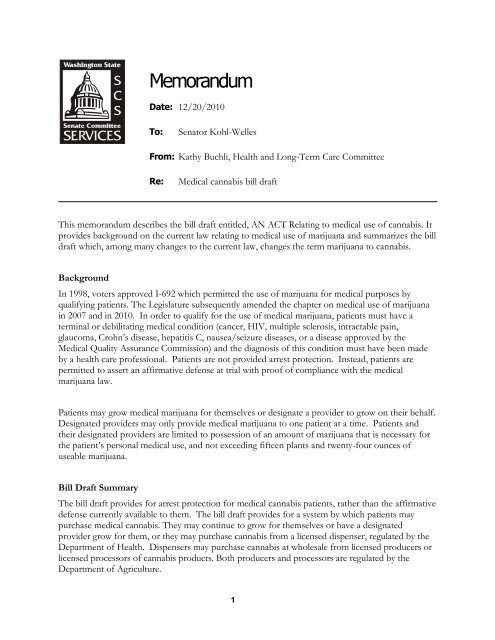 Memorandum - Cannabis Defense Coalition