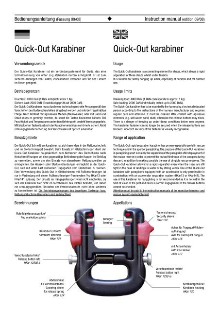 Quick-Out Karabiner Quick-Out karabiner