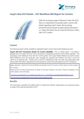 Lloyd's Non-ECF Details - London Market Group