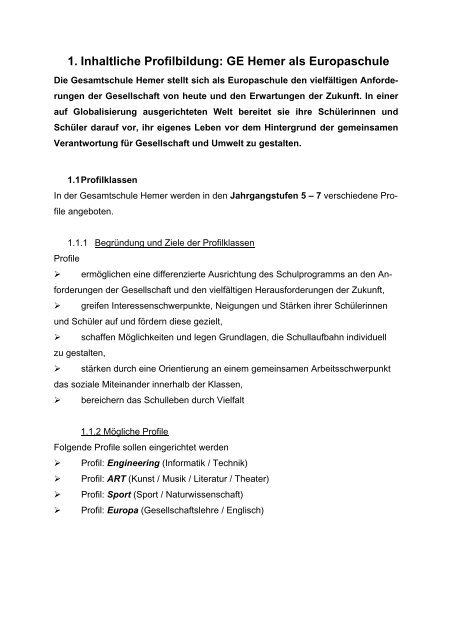 Konzept der Gesamtschule Hemer