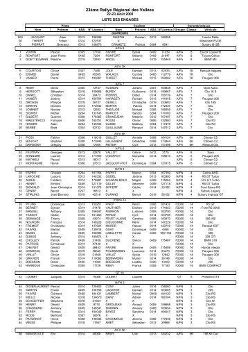 Liste des engagÃ©s (PDF - 56 Ko) - Est Rallye