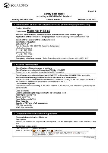 MSDS Meltonix 1162-60 - Solaronix