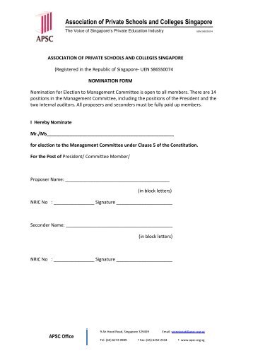 2013 APSC Nomination Form