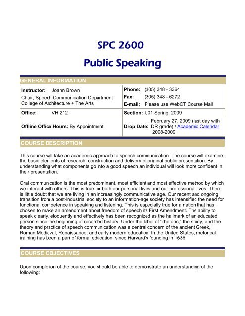 SPC 2600 Public Speaking - Florida International University