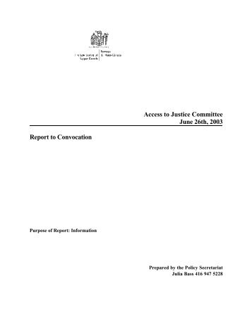 Access to Justice Committee Report - The Law Society of Upper ...