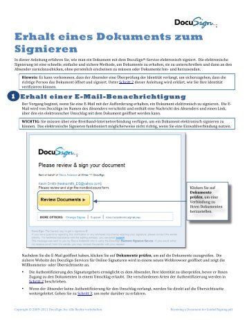 Erhalt eines Dokuments zum Signieren - DocuSign