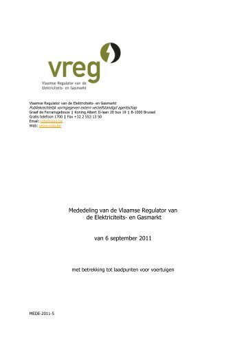 Mededeling van de Vlaamse Regulator van de Elektriciteits ... - Vreg