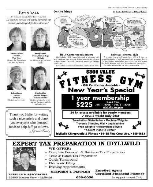 (951) 659-2145 - Idyllwild Town Crier