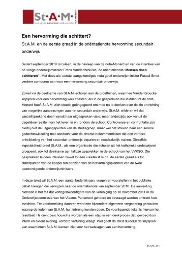Hervormingen secundair onderwijs - St.AM-Vlaanderen