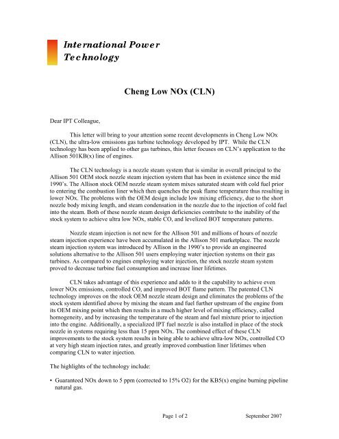 Cln Cover Letter Pdf International Power Technology