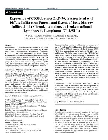 Expression of CD38, but not ZAP-70, is Associated with Diffuse ...