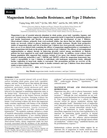 Magnesium Intake, Insulin Resistance, and Type 2 Diabetes