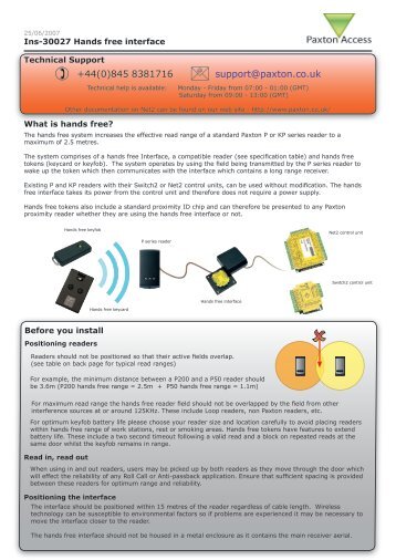 INSTRUCTIONS: Hands Free Interface - IP Way