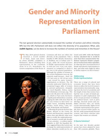 Gender and Minority Representation in Parliament