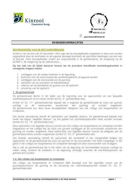 Regelgeving overheidsopdrachten - Gemeente Kinrooi