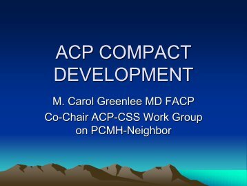 ACP COMPACT DEVELOPMENT