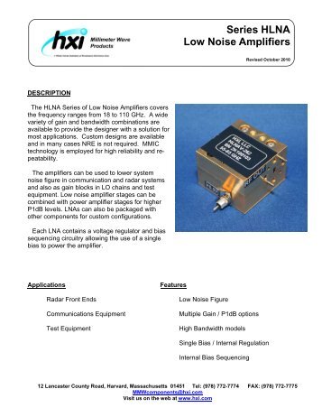 Series HLNA Low Noise Amplifiers - Hxi.com