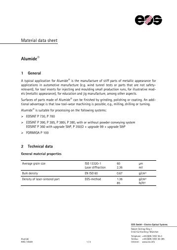 Material data sheet Alumide® - FKM Sintertechnik Gmbh