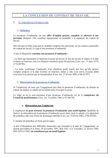 la conclusion du contrat de travail - SNEC CFE-CGC