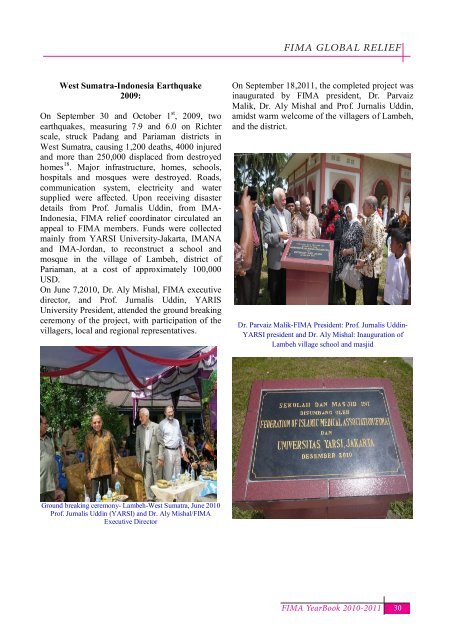 FIMA Year Book 2010-2011 - Federation of Islamic Medical ...