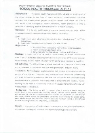 Guidelines for Mukhyamantri Vidyarthi Swasthya Karyakram