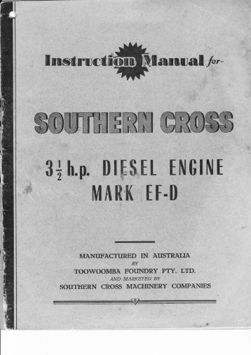 Southern Cross 3-1/2 hp Diesel Mark EF-D Instruction Manual