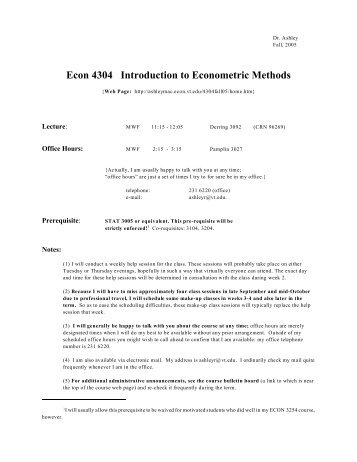 Econ 4304 Introduction to Econometric Methods