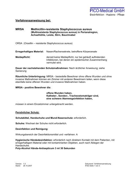 Verfahrensanweisung MRSA - PICO-Medical GmbH