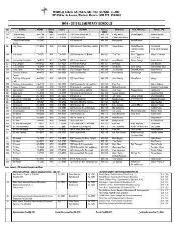 2013 â 2014 ELEMENTARY SCHOOLS - Windsor-Essex Catholic ...