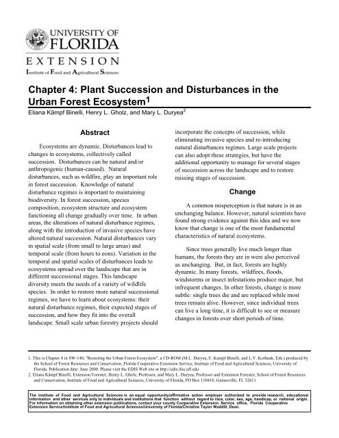 Chapter 4: Plant Succession and Disturbances in the Urban Forest ...