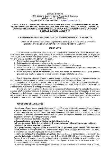 AVVISO AFFIDAMENTO INCARICO - CED - Comune di Rimini