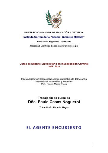 DÃ±a. Paula Casas Noguerol EL AGENTE ENCUBIERTO - Instituto ...