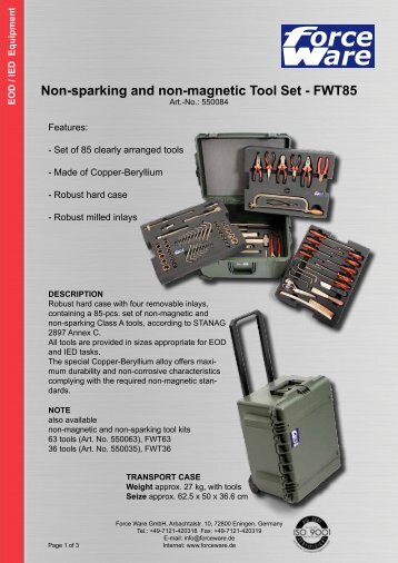 Non-sparking and non-magnetic Tool Set - FWT85 - Force Ware ...