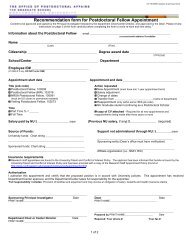 Recommendation form for Postdoctoral Fellow Appointment